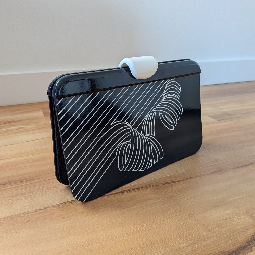 Raphael Salato vintage hard body navy clutch - made in Milan